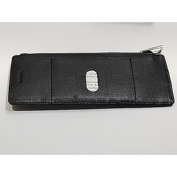 LODIS Slim 8 Credit Card Stacker Wallet Case w Zipper Pocket Black Leather NIB - Picture 4 of 6